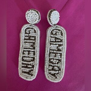 Gameday White and Black Beaded Earrings